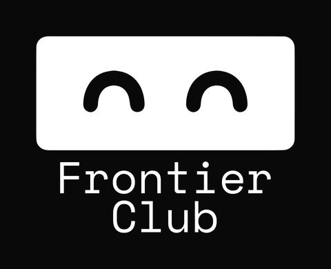 Frontier Club stacked lockup — booth proportions on black