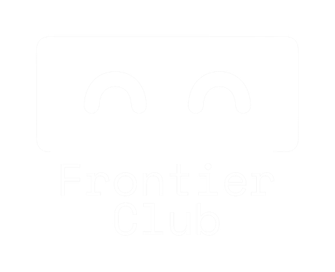 Frontier Club stacked lockup — booth proportions, transparent